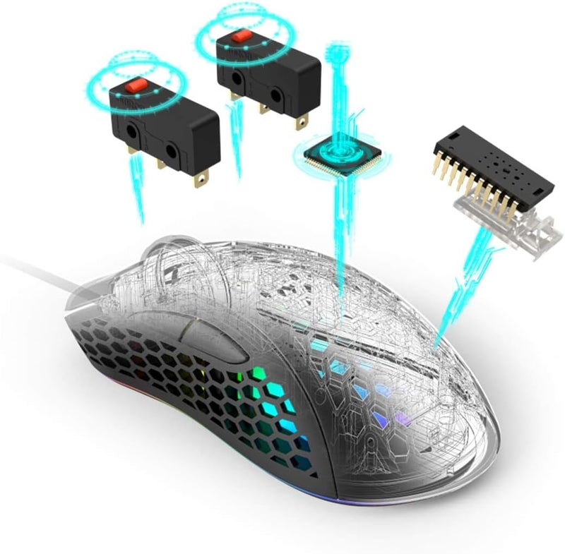 uRage Reaper 500 Ultra-Lightweight Gaming Mouse 65g 10000 DPI RGB Honeycomb Design 7 Button 6 Programmable Omron Switches 1000Hz Polling Pixart Optical Sensor PTFE Feet Wired for PC Gaming Black - Image 3