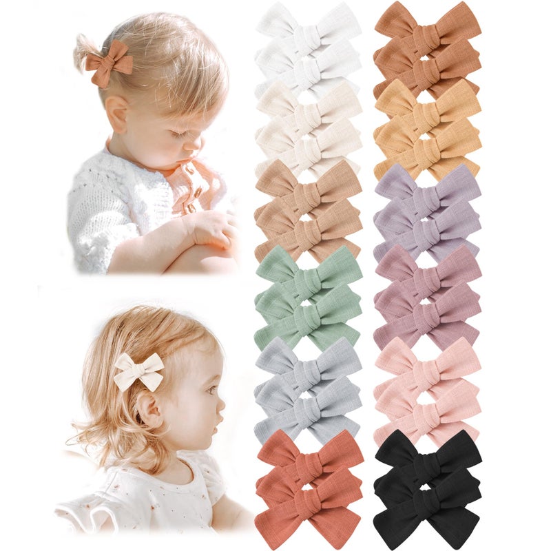 Niceye Baby Hair Clips - 24 Pcs Fully Lined Hair Bow Clips for Fine Hair Cotton Tiny Hair Barrettes for Infants, Toddlers, and Little Girls - Image 1