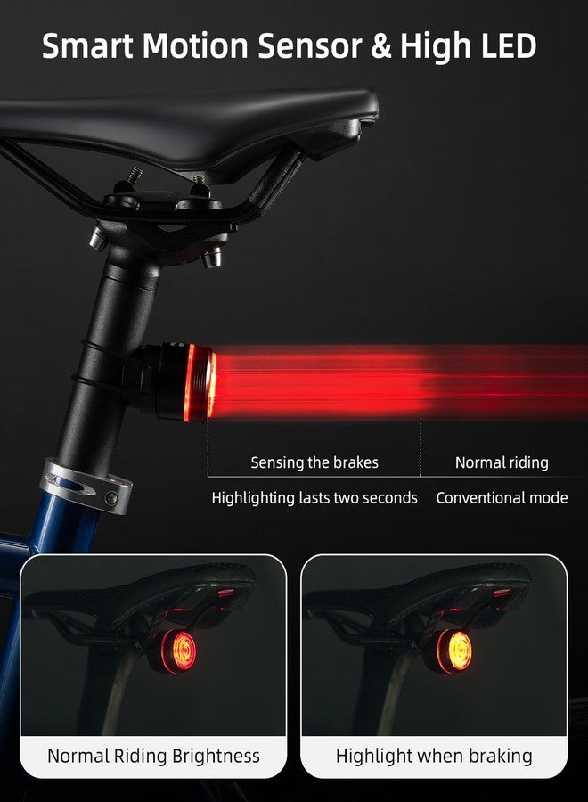 ROCKBROS Bike Tail Light Smart Brake Sensing Rear Bike Light Led Bike Lights,Type C USB Rechargeable,IPX6 Waterproof Bike Light for Night Riding - Image 2