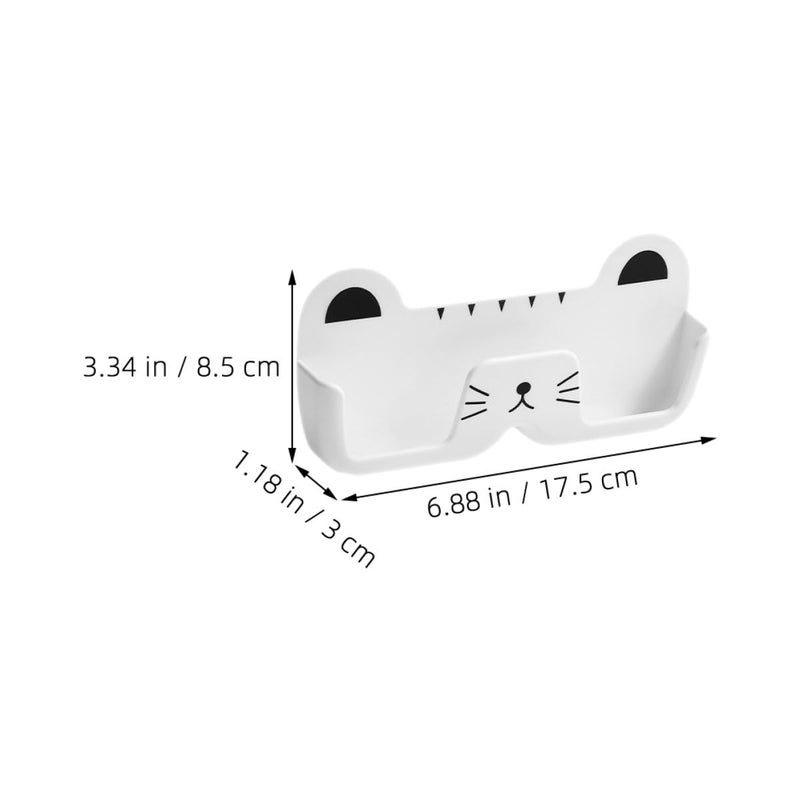 White Plastic Cat Shaped Wall Mounted Sunglasses Holder Organizer Eyewear Storage Rack - Image 3