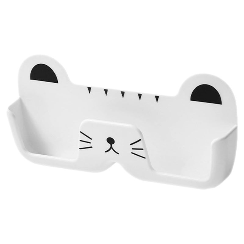 White Plastic Cat Shaped Wall Mounted Sunglasses Holder Organizer Eyewear Storage Rack - Image 2
