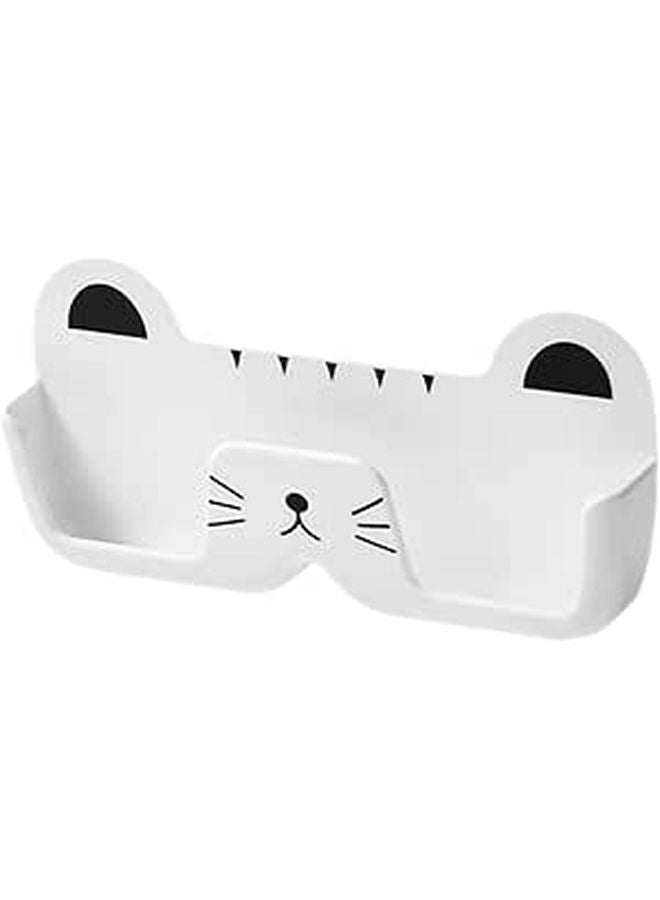 White Plastic Cat Shaped Wall Mounted Sunglasses Holder Organizer Eyewear Storage Rack - Image 1