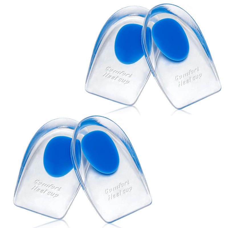 Wonderwin Gel Silicone Heel Pads/Cups 2 Pairs Heel Lifts For Achilles Tendonitis Shoe Wedge Inserts For Plantar Fasciitis Sore Heel  Heel Spur And Heel Pain Relief Heel Support For Men And Women(Large) - Image 1