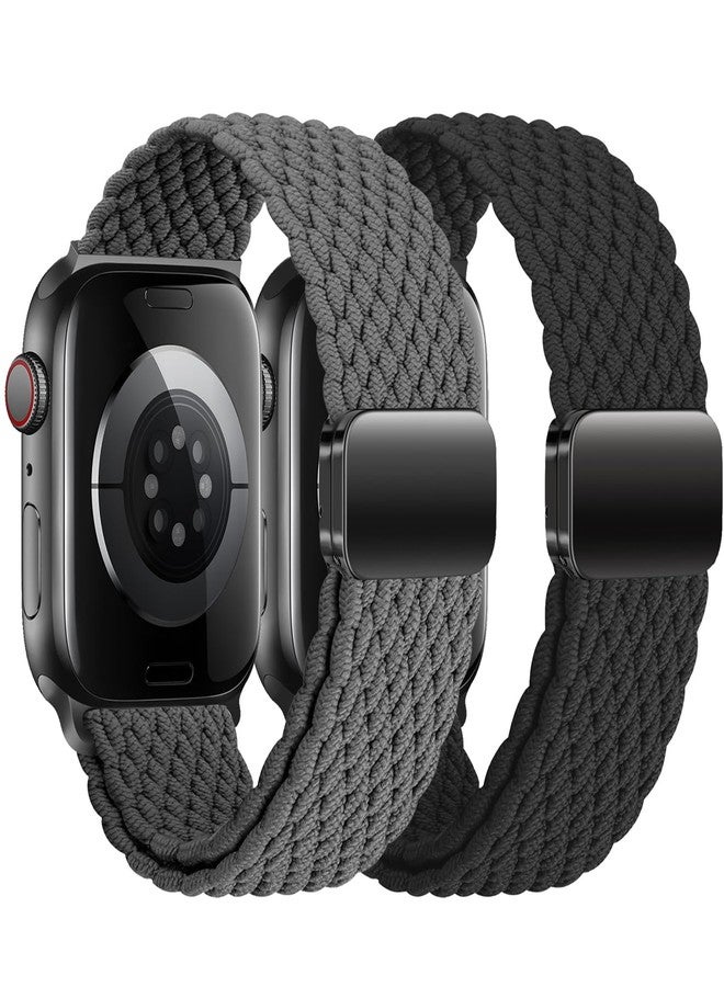 Wowstrap Pack of 2 Braided Solo Loop for Apple Watch Strap 40 mm 41 mm 38 mm 45 mm 44 mm 42 mm Ultra/2 49 mm Men/Women, Magnetic Stretchy Nylon Strap for iWatch Bracelets Series 9 8 7 6 5 4 3 2 SE - Image 1