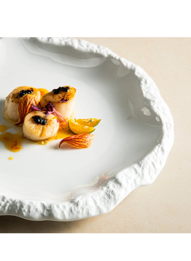 MAAC Home | Coral white Irregular rock plate| Elegant Durable and Classic design Perfect for Family Everyday Use, and Family Get- Together, Restaurant, Banquet and More (Set of 1) - Image 2