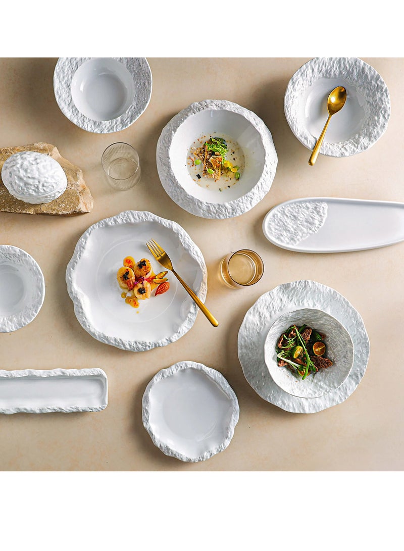 MAAC Home | Coral white Irregular rock plate| Elegant Durable and Classic design Perfect for Family Everyday Use, and Family Get- Together, Restaurant, Banquet and More (Set of 1) - Image 3