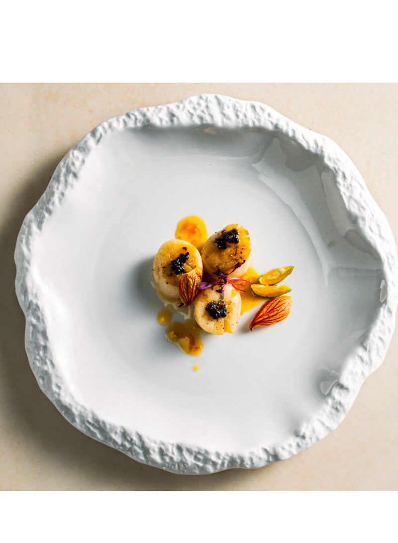 MAAC Home | Coral white Irregular rock plate| Elegant Durable and Classic design Perfect for Family Everyday Use, and Family Get- Together, Restaurant, Banquet and More (Set of 1) - Image 1