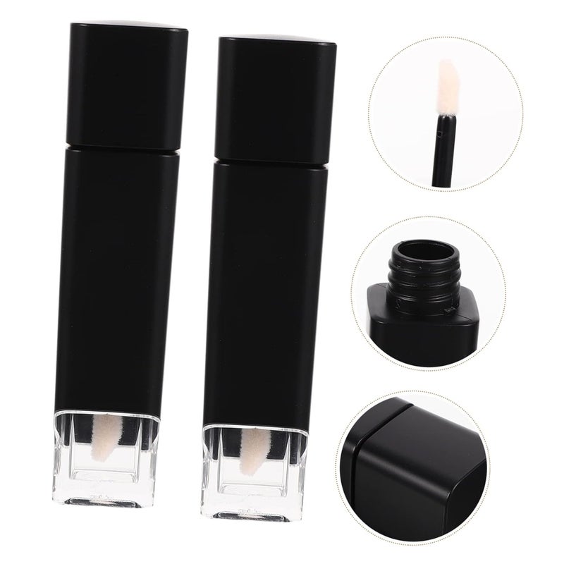 FRCOLOR 8pcs Black Lip Gloss Containers Lip Gloss Empty Refillable Balm Bottles - Image 2