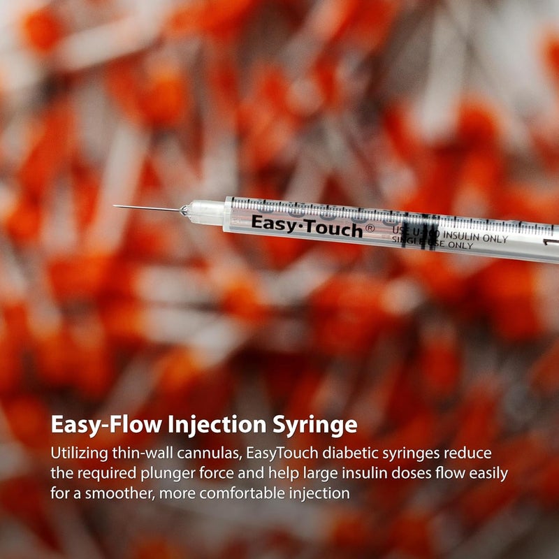 EasyTouch U-100 Insulin Syringe with Needle, 29G 0.5cc 1/2-Inch (12.7mm), Box of 100 - Image 5
