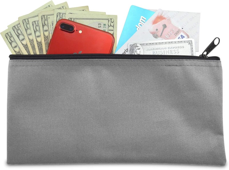 DALIX Bank Bags Money Pouch Securi Deposit Utility Zipper Coin Bag Gray 2 Pack - Image 4