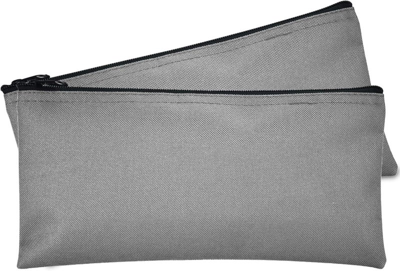 DALIX Bank Bags Money Pouch Securi Deposit Utility Zipper Coin Bag Gray 2 Pack - Image 1