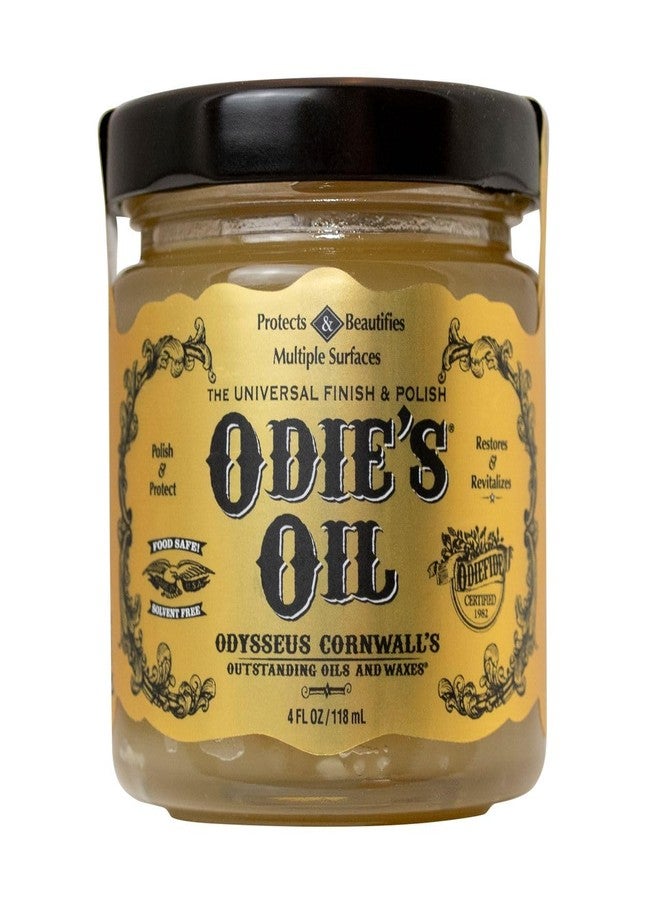 Odie's Oil - Universal Finish for Wood, Leather, Plastic, Vinyl, Metal & More - Discover Size- 4 Oz Jar - Waterproof, Food Safe, Solvent Free Non-Toxic Finish - Image 1