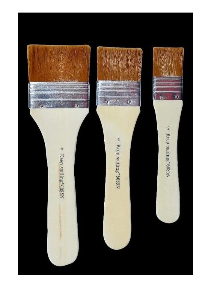 Keep Smiling - Keep Smiling - Professional Gesso Brushes Flat Tip -3pcs - Image 1