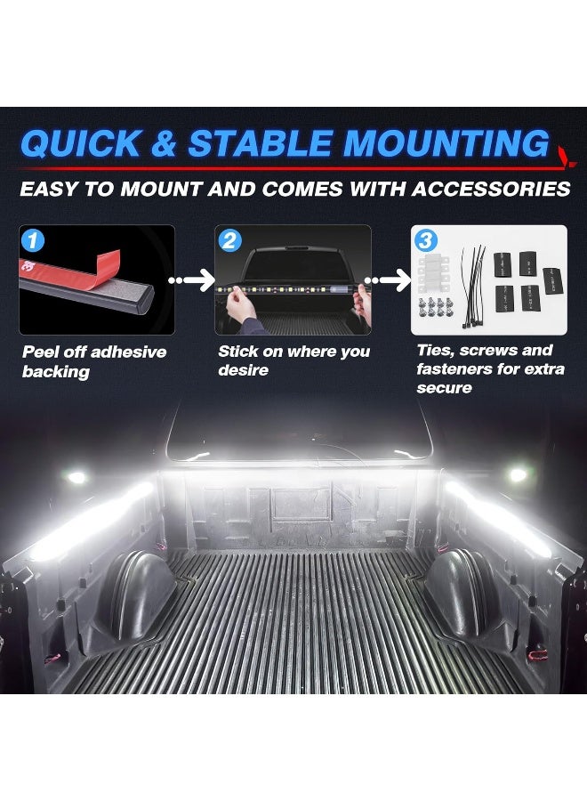 MICTUNING 3Pcs 60 Inch Truck Bed Lights - White Waterproof LED Light Strip with On-Off Switch Fuse Splitter Cable - Image 3