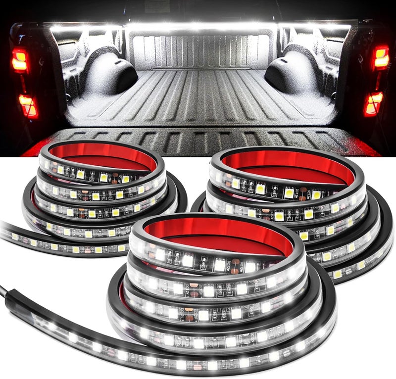 MICTUNING 3Pcs 60 Inch Truck Bed Lights - White Waterproof LED Light Strip with On-Off Switch Fuse Splitter Cable - Image 1