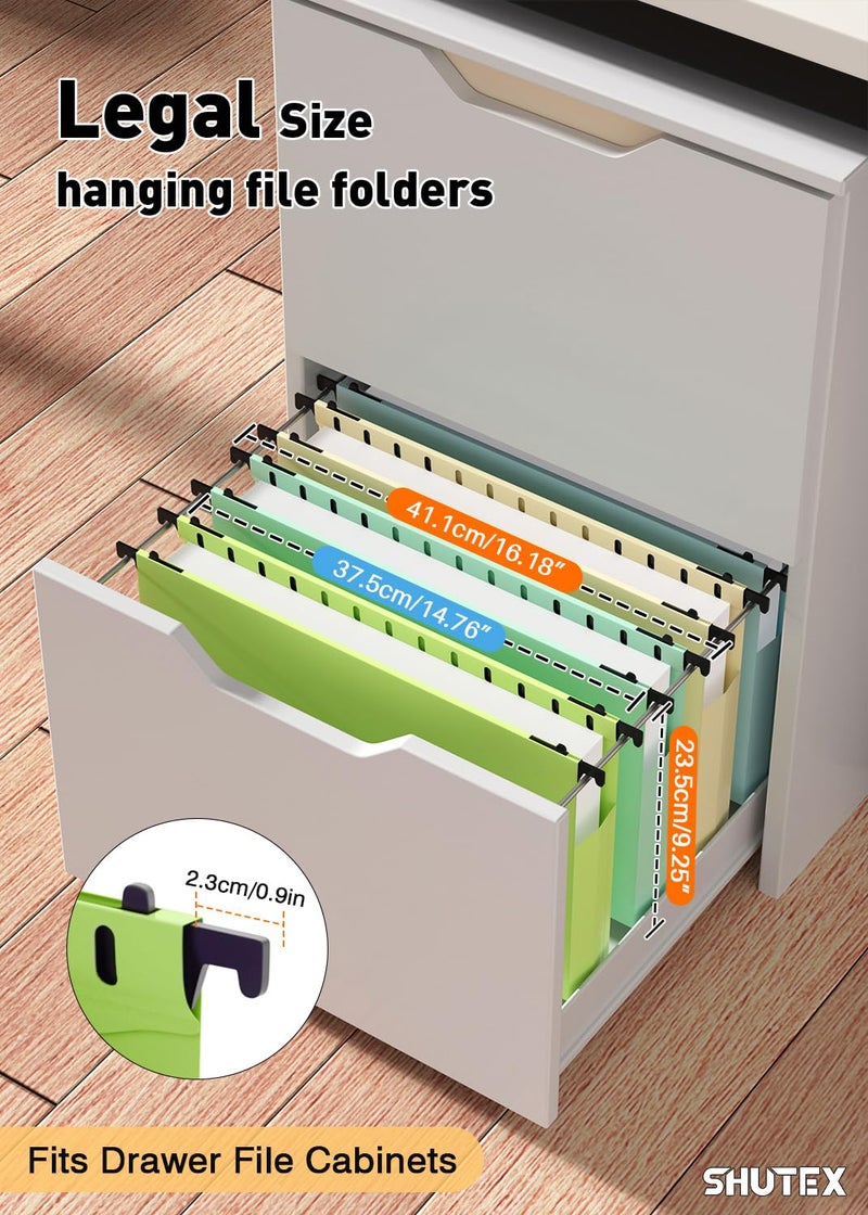 SHUTEX Extra Capacity Plastic Hanging File Folders,12 Pack Reinforced Expanding Hang Folder Legal Size,Accordian Pocket,Heavy Duty 2 Inch Expansion,Hanging Folder Organizer for Office Home, Pastel Colors - Image 2
