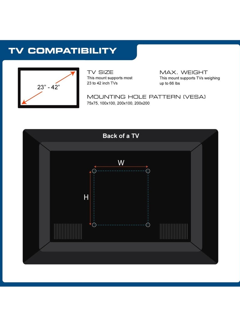 QG-TM-006-BLK 23-Inch to 42-Inch Universal Low Profile Tilting Wall Mount LED TVs, Black - Image 4