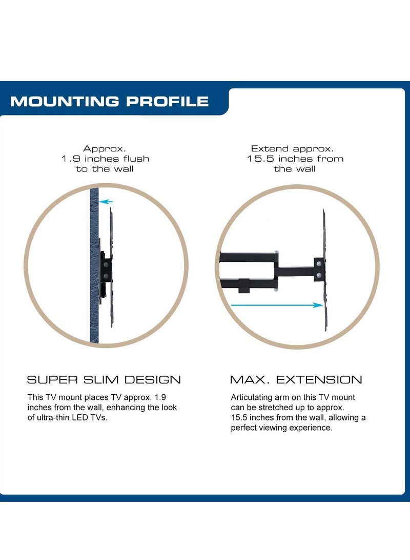 QG-TM-006-BLK 23-Inch to 42-Inch Universal Low Profile Tilting Wall Mount LED TVs, Black - Image 3