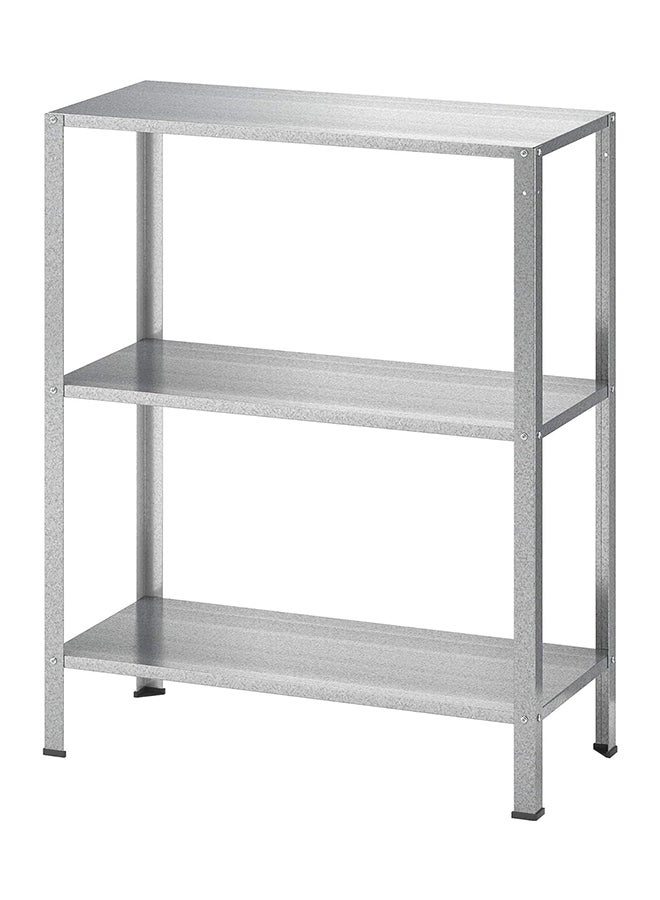 وحدة رفوف فولاذية من 3 طبقات، رف تخزين للحمام والمطبخ والحديقة باللون الفضي