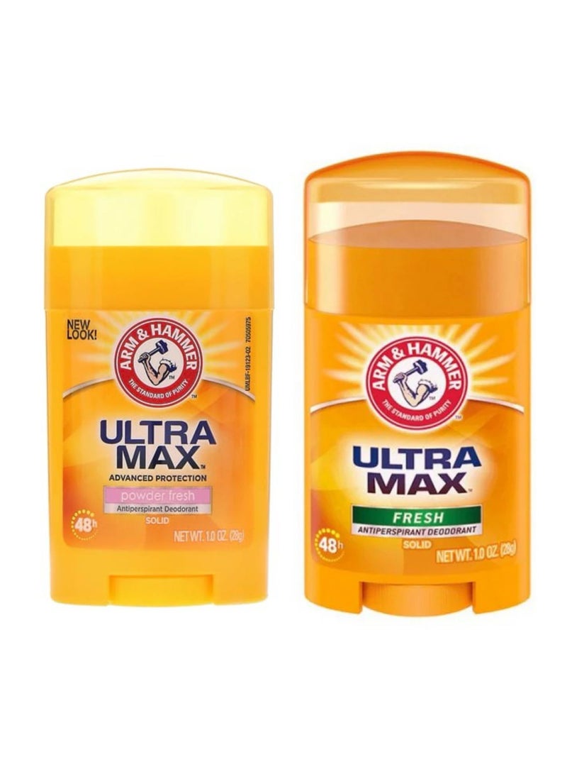 Arm & Hammer UltraMax Powder Fresh Antiperspirant Deodorant Orange 28grams and UltraMax Antiperspirant Solid Deodorant Orange 28grams