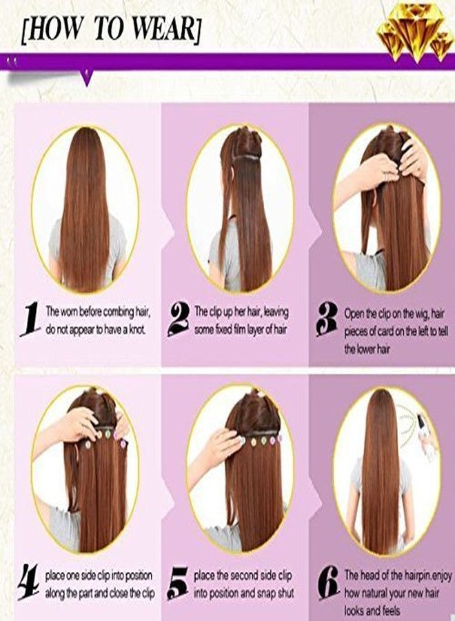 فورين هوليكس وصلات شعر نسائية من Foreign Holics، 6 قطع، 14 مشبك، طول 24-26 بوصة، مجعد/مستقيم، وصلات شعر كاملة للرأس (بني ذهبي مستقيم) - Image 4