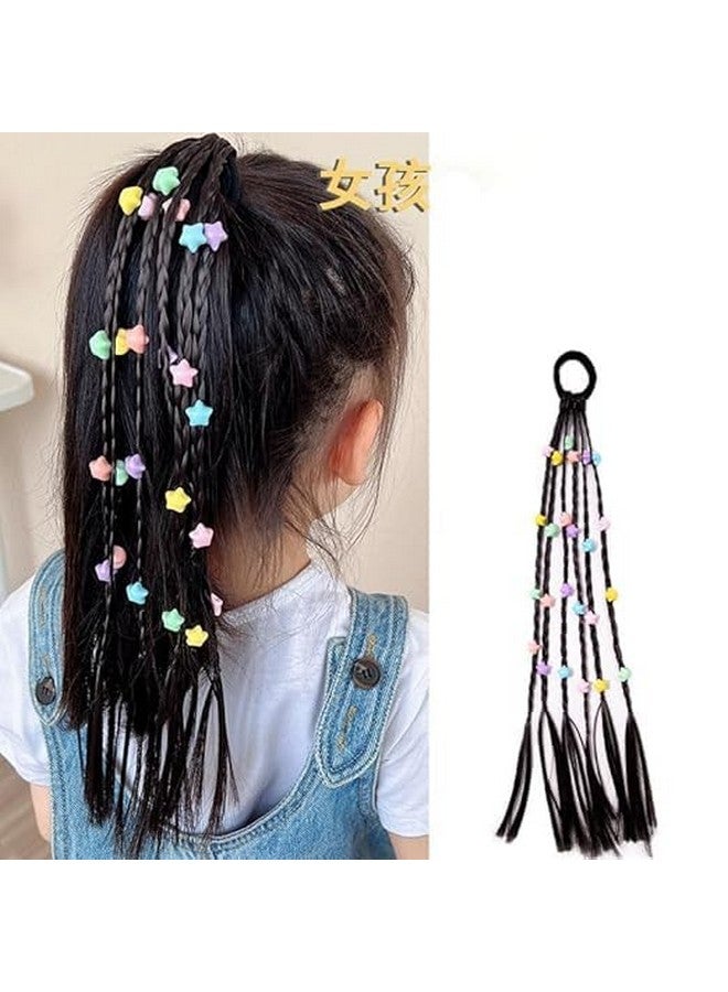FICTIOUS Girls Colorful Hair Extensions with Rubber Bands - Crazy Hair Day Accessories, Braided Wigs for Kids, Girls & Women - Fun Styling for Parties, School & Dress-Up (1 pc Multi Color) - Image 2