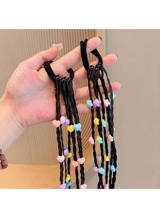 FICTIOUS Girls Colorful Hair Extensions with Rubber Bands - Crazy Hair Day Accessories, Braided Wigs for Kids, Girls & Women - Fun Styling for Parties, School & Dress-Up (1 pc Multi Color) - Image 5
