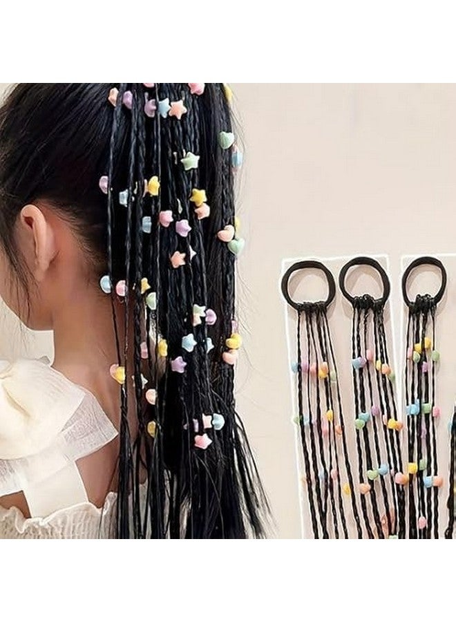 FICTIOUS Girls Colorful Hair Extensions with Rubber Bands - Crazy Hair Day Accessories, Braided Wigs for Kids, Girls & Women - Fun Styling for Parties, School & Dress-Up (1 pc Multi Color) - Image 3