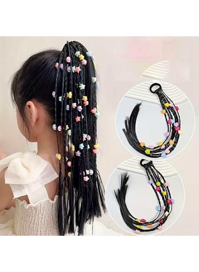 FICTIOUS Girls Colorful Hair Extensions with Rubber Bands - Crazy Hair Day Accessories, Braided Wigs for Kids, Girls & Women - Fun Styling for Parties, School & Dress-Up (1 pc Multi Color) - Image 4