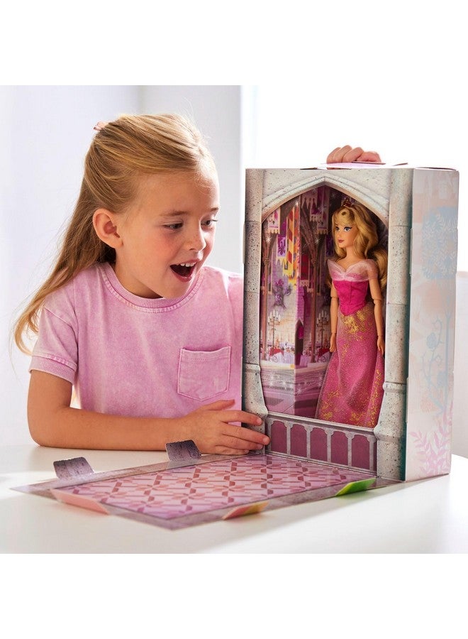 Disney store دمى قصة أميرة ديزني الرسمية من متجر ديزني (أورورا) 11 بوصة، تشمل كتاب تلوين وفستان إضافي، دمية أميرة بزي كلاسيكي، ألعاب أميرات ديزني للبنات - Image 5