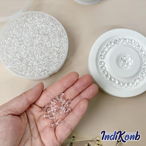 INDIKONB Transparent Glass Round Pearl Beads | 6mm Multicolor Beads for Bracelet, Necklace, Mala Making | Pack of 300 for Jewellery Craft (White) - Image 4