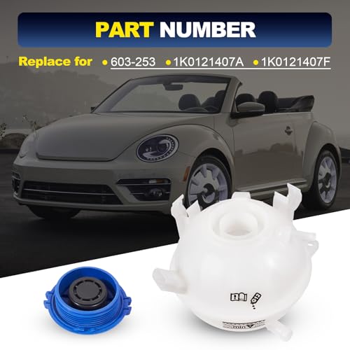 YEHERIT 603-253 Front Engine Coolant Radiator Reservoir Recovery Expansion Tank with Cap Compatible with 2006-2019 Audi A3 Q3 TT, 1993-2019 Volkswagen Beetle Eos Golf Passat Jetta Replace# 1K0121407A - Image 3