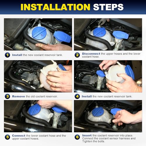 YEHERIT 603-253 Front Engine Coolant Radiator Reservoir Recovery Expansion Tank with Cap Compatible with 2006-2019 Audi A3 Q3 TT, 1993-2019 Volkswagen Beetle Eos Golf Passat Jetta Replace# 1K0121407A - Image 4