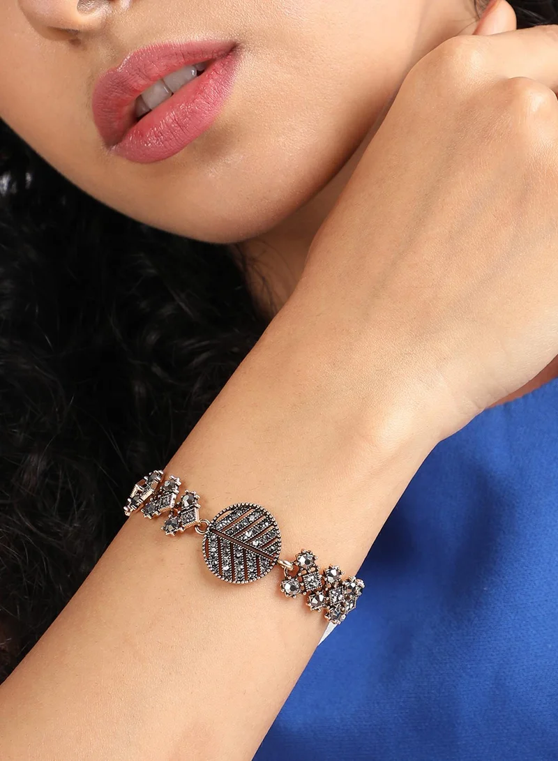 سوهي سوار على شكل ورقة دائرية - فضي داكن