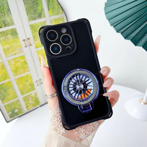KC Back Cover for Vivo V40 5G / Vivo V40 Pro 5G - 3D Four Corner Shockproof Blue Spinning Wheel Kickstand Holder Soft Silicone with Camera Protection (Black) - Image 5