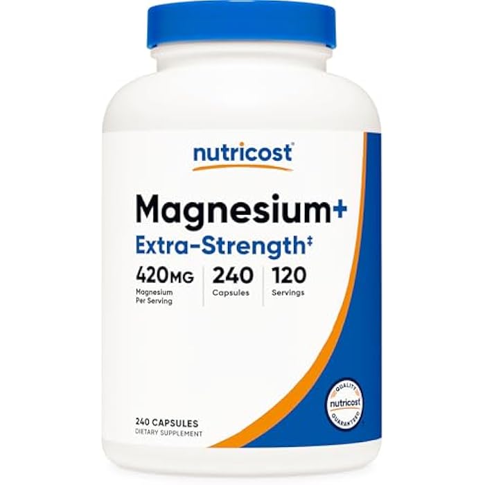 Nutricost Magnesium+ Extra Strength 420mg, 240 Capsules - 120 Servings. Magnesium Oxide and Glycinate - Non-GMO, Gluten Free, Vegan Friendly - Image 1