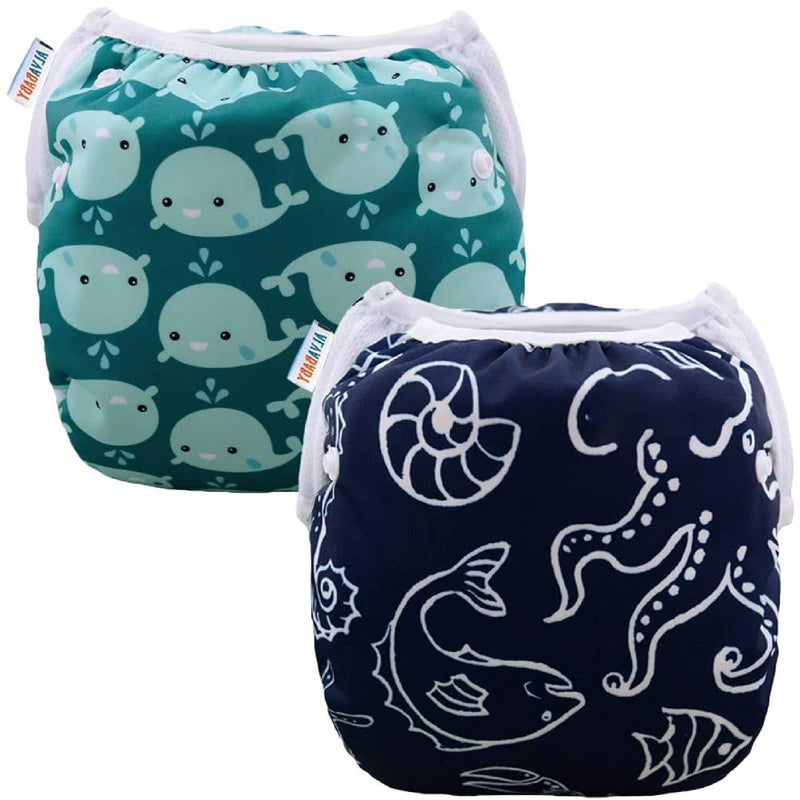 ALVABABY Baby Swim Diapers 2pcs Reuseable Washable Adjustable for Swimming Lesson Large Size Baby Boy ZSW1821