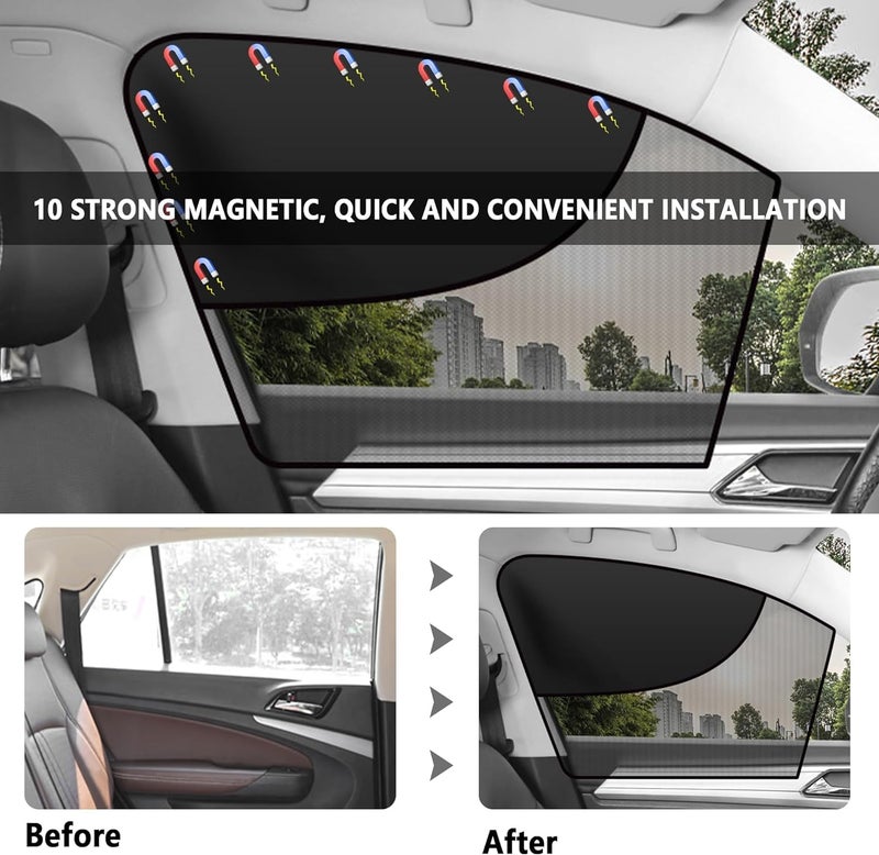 NALACAL Car Window Shades with Magnets, Double Insulated Layer Car Window Covers, for Privacy and Car Interiors, Car Camping Essentials Car Sun Shade for Most Car, Truck, SUV (Front Window/2PCS) - Image 4