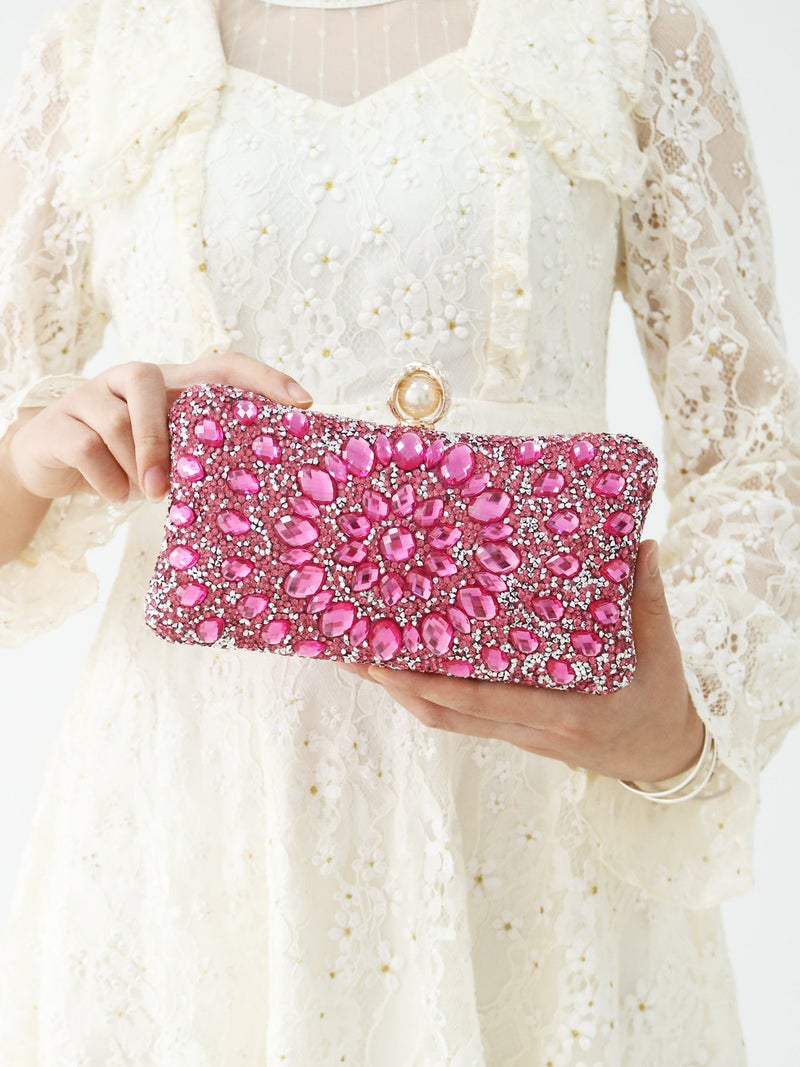 Fashion Colorful Rhinestone Bag Shiny Evening Bag Diamond-Encrusted Banquet Clutch Dress Evening Bag - Image 2