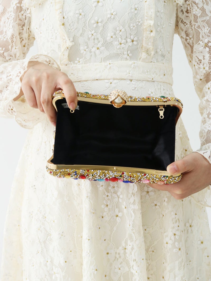 Fashion Colorful Rhinestone Bag Shiny Evening Bag Diamond-Encrusted Banquet Clutch Dress Evening Bag - Image 4