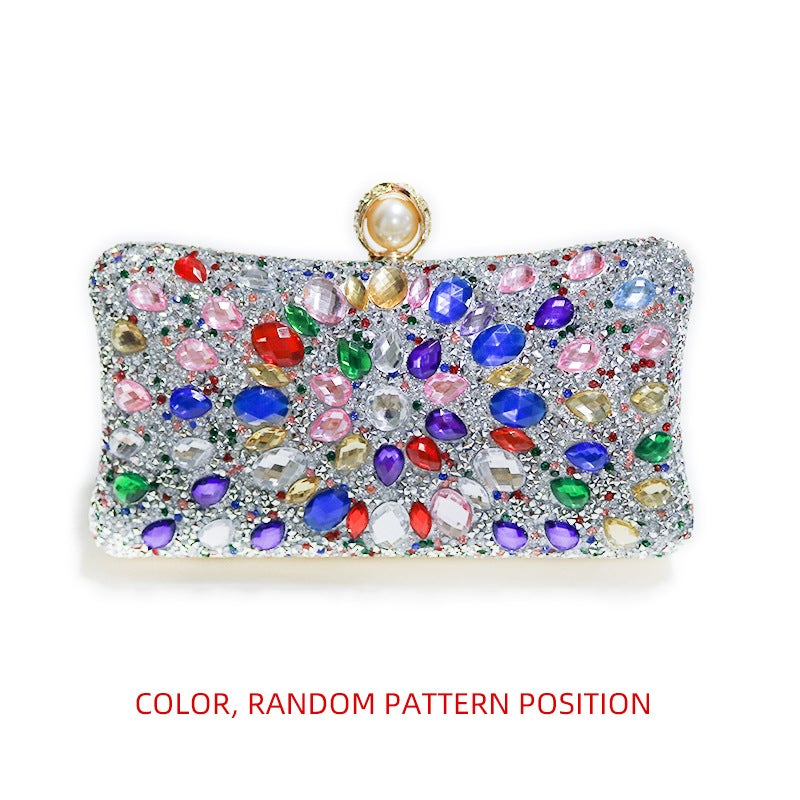 Fashion Colorful Rhinestone Bag Shiny Evening Bag Diamond-Encrusted Banquet Clutch Dress Evening Bag - Image 1