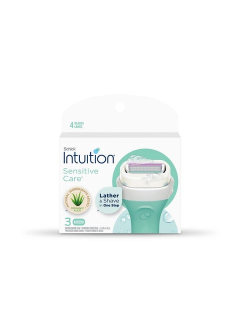 Schick Intuition Sensitive Skin Womens Razor Refills with Vitamin E & Aloe, Pack of 1(count of 3)