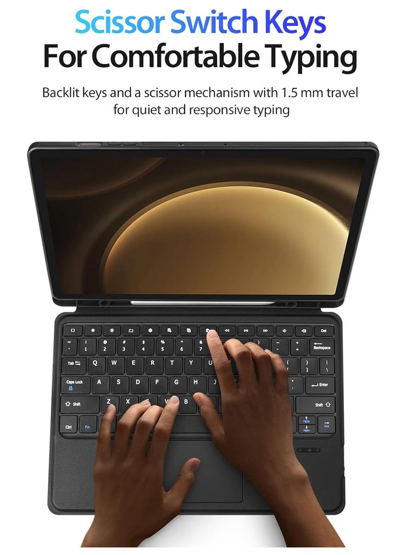 Backlit Keyboard Compatible with Samsung Galaxy Tab S9 FE Plus 12.4 inch 2023 SM-X610/X616B, Detachable Wireless Bluetooth Touchpad Trackpad Magnetic Separation Keyboard - Image 3