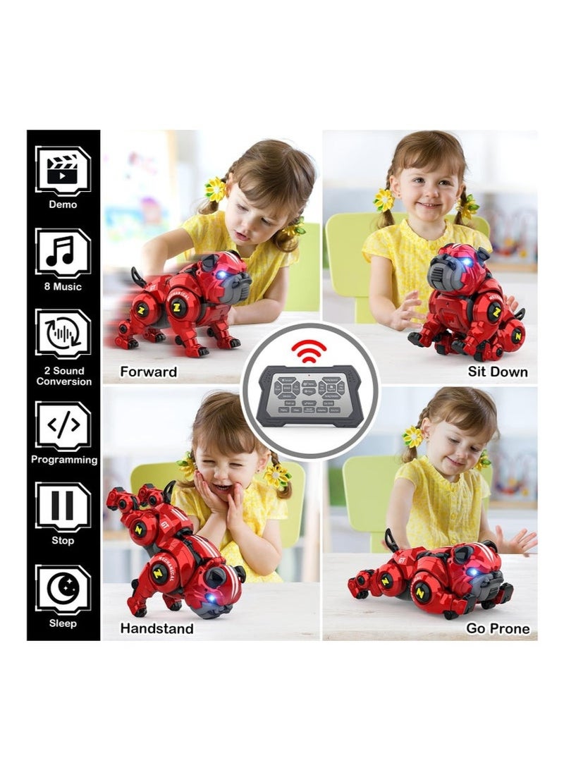 عربست ألعاب روبوت كلب للأولاد، لعبة روبوت للتحكم عن بعد، روبوت كلب حركات بهلوانية مبرمج قابل لإعادة الشحن مع وظائف الغناء والرقص واللمس، روبوت كلب للأطفال، هدايا للأطفال الصغار 6 7 8 9 10+ - Image 4