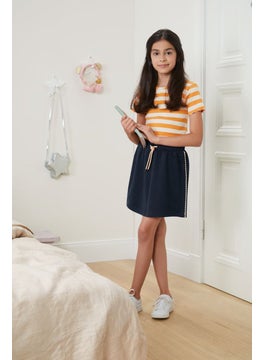 Kids Girl Drawstring Skirt, Navy
