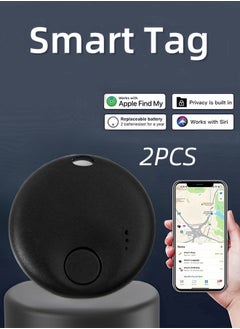 جهاز تتبع ذكي 2 قطع بتقنية البلوتوث – متوافق مع Apple Find My و Siri – لتتبع المفاتيح والحقائب والمحافظ – مزود ببطارية قابلة للتبديل