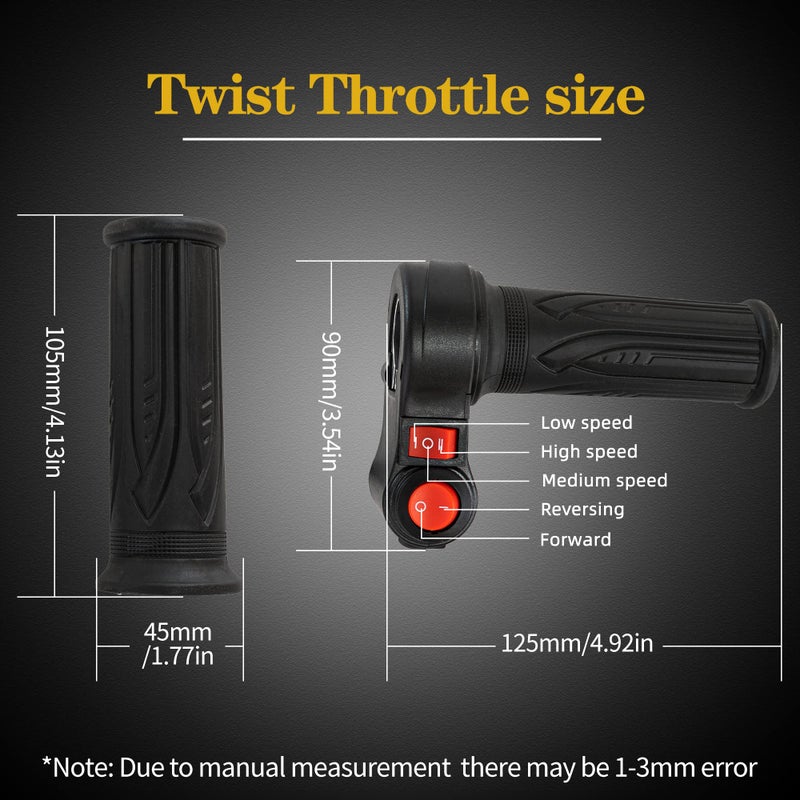 doinal Universal Electric Twist Throttle 12-72V Three Speed Throttle with Reverse, Forward and Reverse Accelerator for Motorcycle Throttle - Image 4
