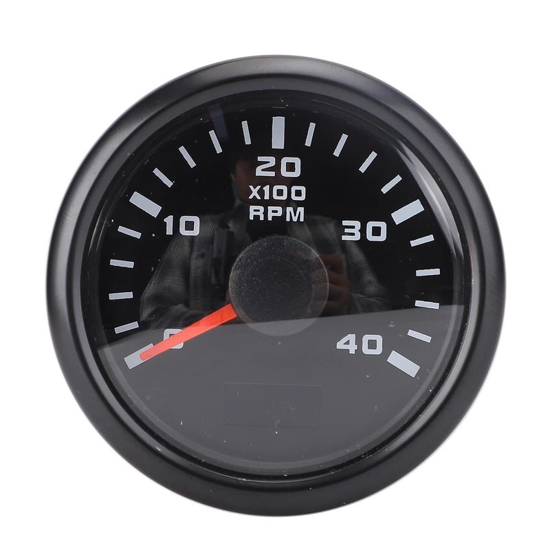 Tachometer Gauge, 52mm Engine 4000RPM RPM Gauge Boat Pointer Tachometer, Engine with Hour Meter & 7 Color Backlight, Ideal for Truck, Tractor, Car, RV & Boat DC 9 to 32V (Black Dial Black - Image 1