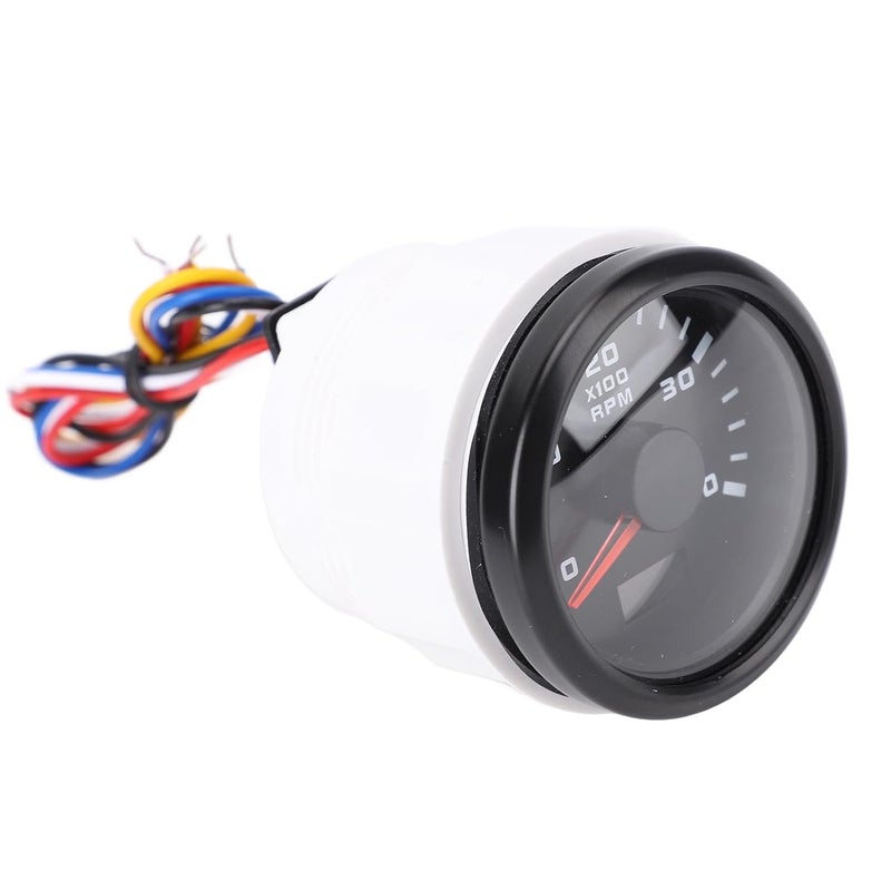 Tachometer Gauge, 52mm Engine 4000RPM RPM Gauge Boat Pointer Tachometer, Engine with Hour Meter & 7 Color Backlight, Ideal for Truck, Tractor, Car, RV & Boat DC 9 to 32V (Black Dial Black - Image 3