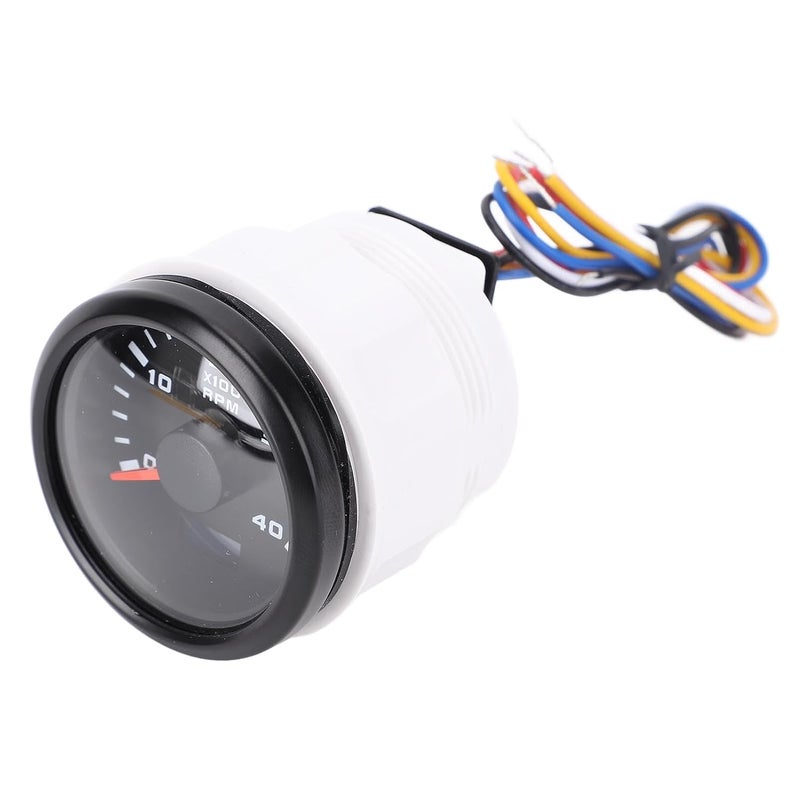 Tachometer Gauge, 52mm Engine 4000RPM RPM Gauge Boat Pointer Tachometer, Engine with Hour Meter & 7 Color Backlight, Ideal for Truck, Tractor, Car, RV & Boat DC 9 to 32V (Black Dial Black - Image 2